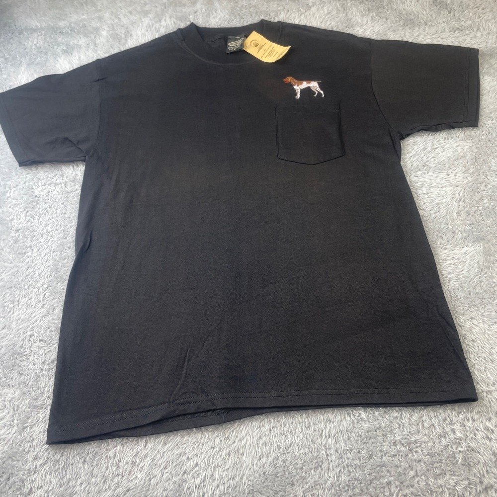 All American Embroidery Pocket T-Shirt Mens L Black Bracco Italian Pointer Dog